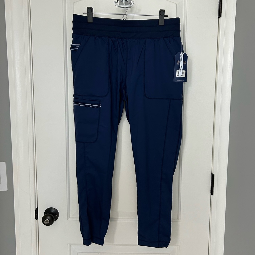 NWT Cherokee Workwear Revolution Scrub Pants Petite Medium Navy Jogger Style New